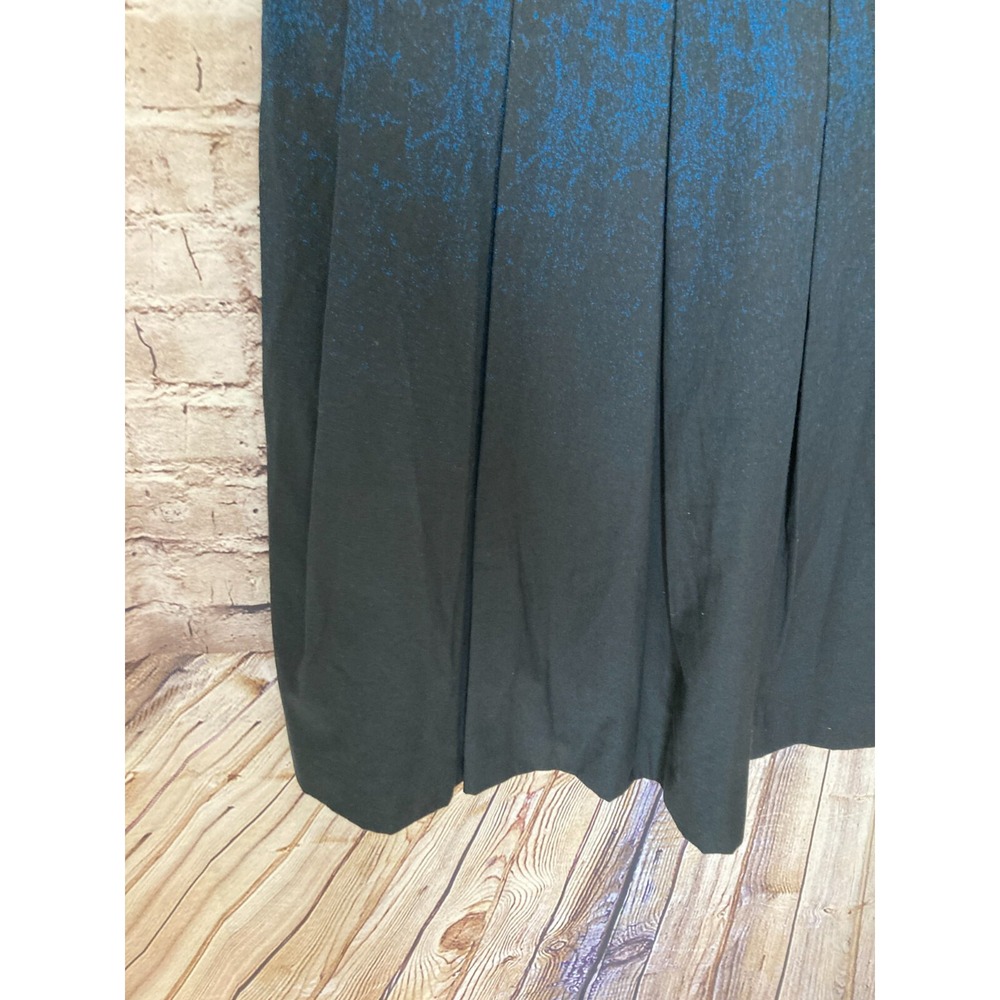Elie Tahari Lamb Suede Dress Womens 8 Midi A Line Black Blue Ombre Puff - Picture 10 of 16